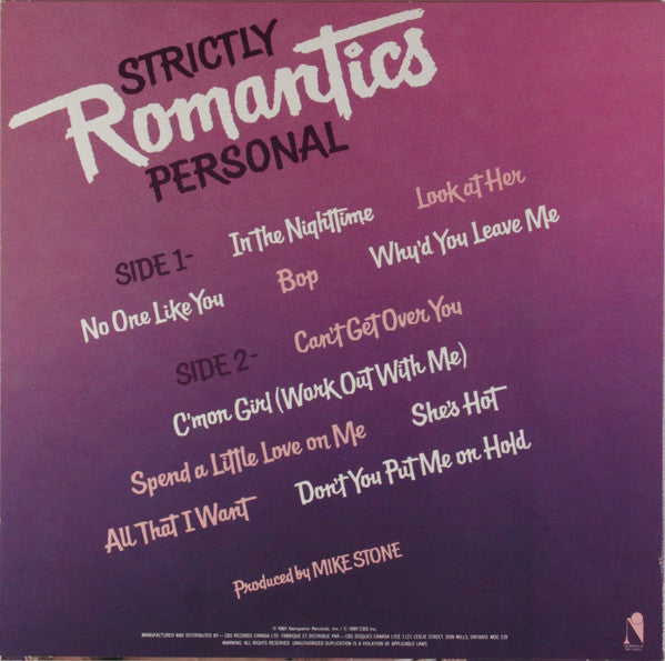 The Romantics – Strictly Personal - 1981 Original Pressing