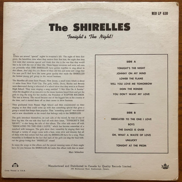 The Shirelles – Tonight's The Night