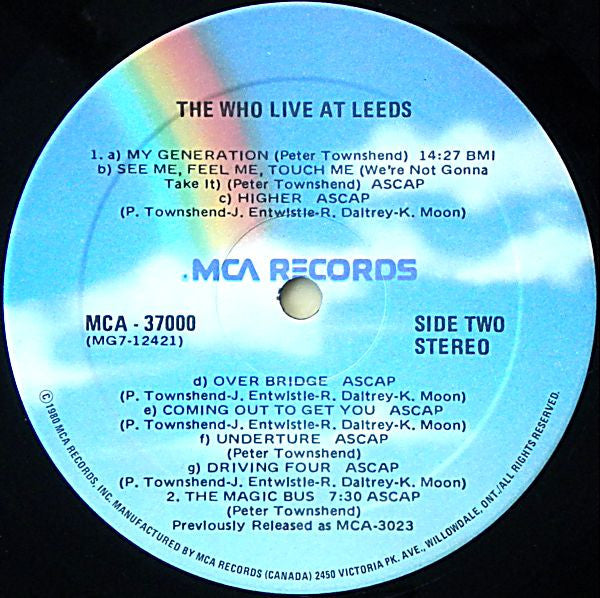 The Who – Live At Leeds - 1980 Pressing