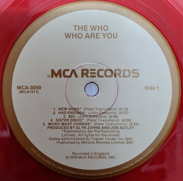 The Who – Who Are You - 1978 Red Vinyl! VinylPursuit.com