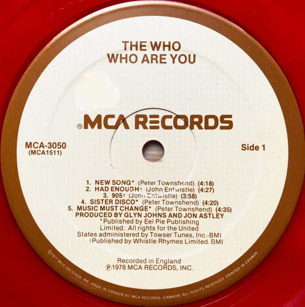 The Who – Who Are You - 1978 Limited Edition Red Vinyl!