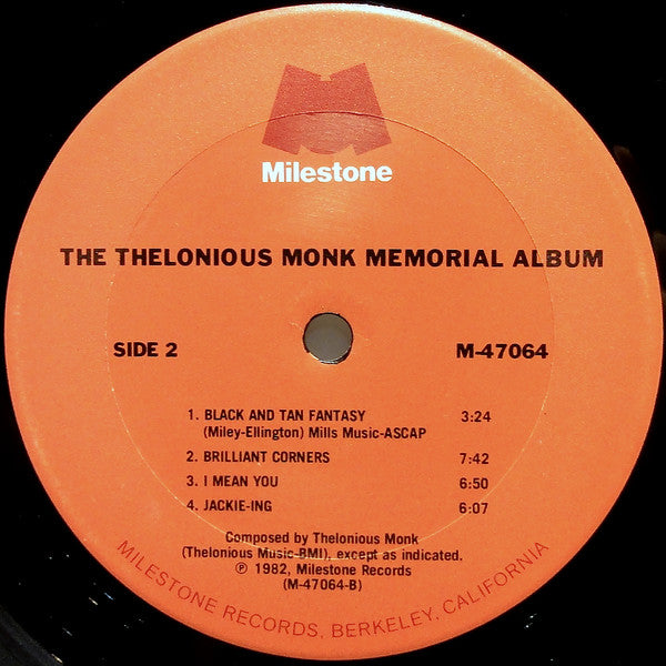Thelonious Monk – The Thelonious Monk Memorial Album - 1982 US Mono Original