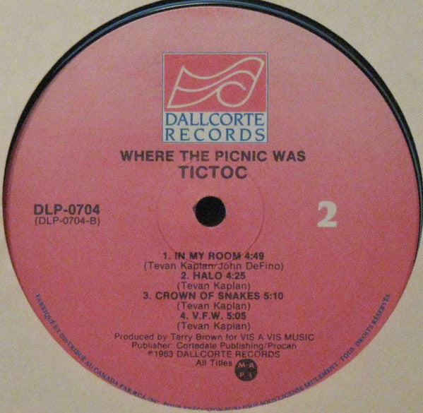 Tictoc – Where The Picnic Was - 1983 Original - Vinyl Pursuit Inc 