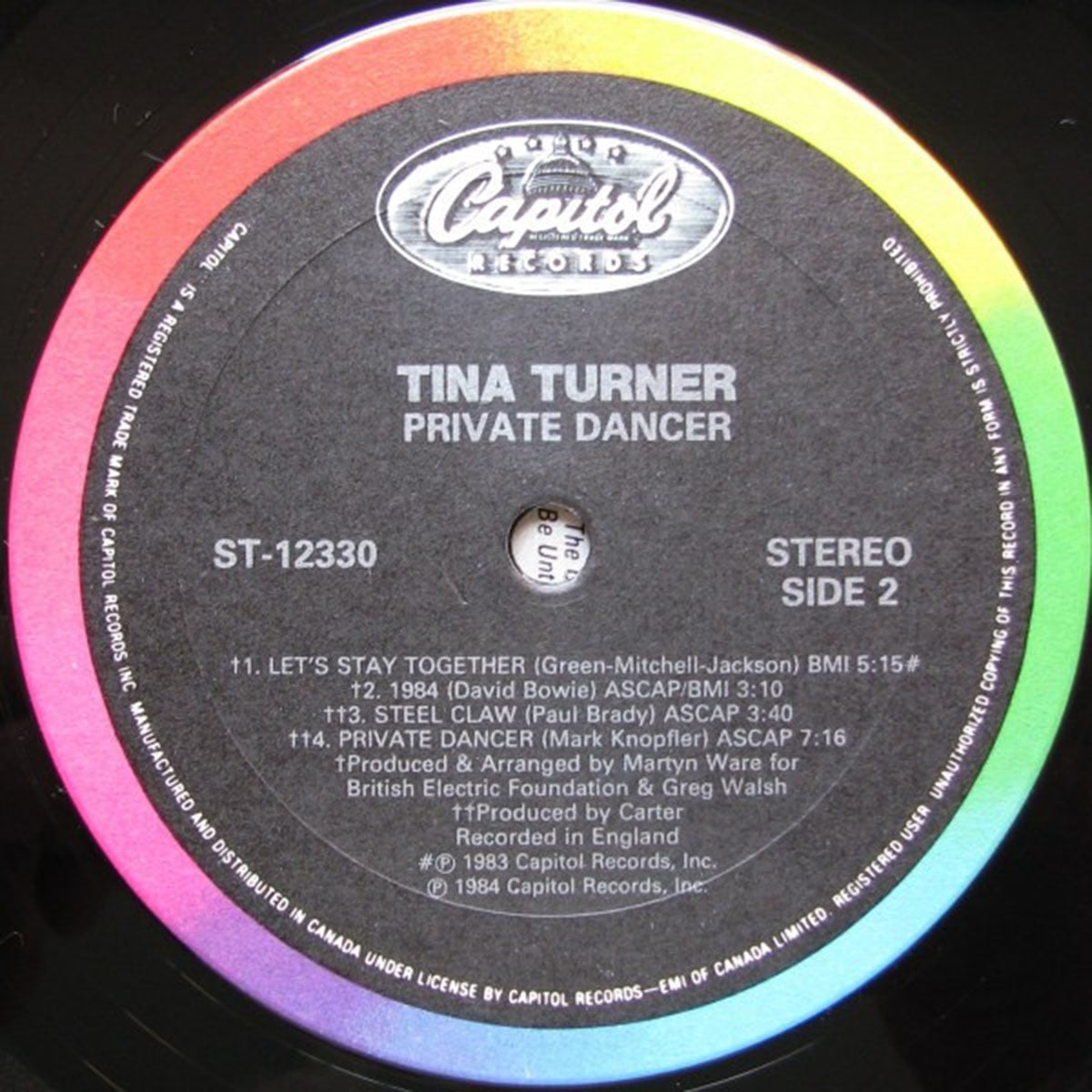 Tina Turner Private Dancer 1984 Vinyl Pursuit Inc 6566