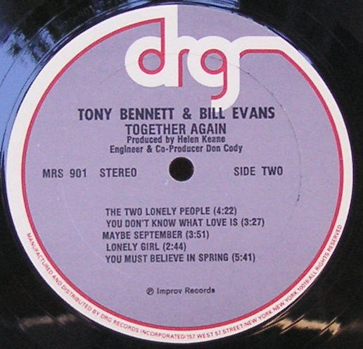 Tony Bennett and Bill Evans – Together Again - 1977 US Pressing