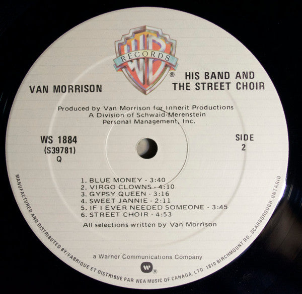 Van Morrison – His Band And The Street Choir - 1979 Pressing - Vinyl Pursuit Inc