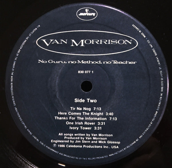 Van Morrison – No Guru, No Method, No Teacher - 1986 Original