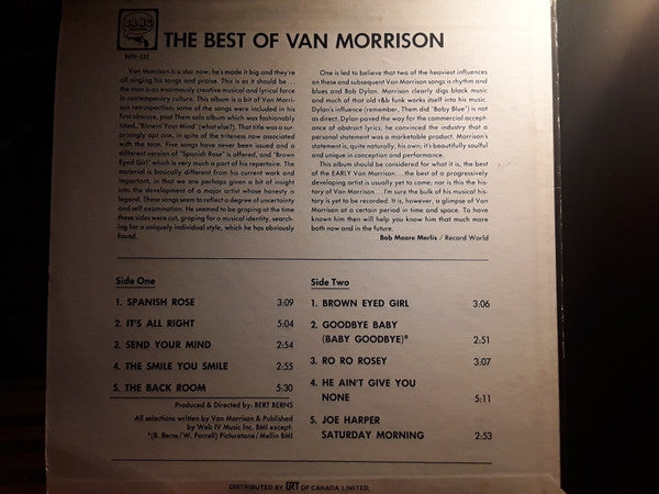 Van Morrison – The Best Of Van Morrison - 1970 Pressing VinylPursuit.com