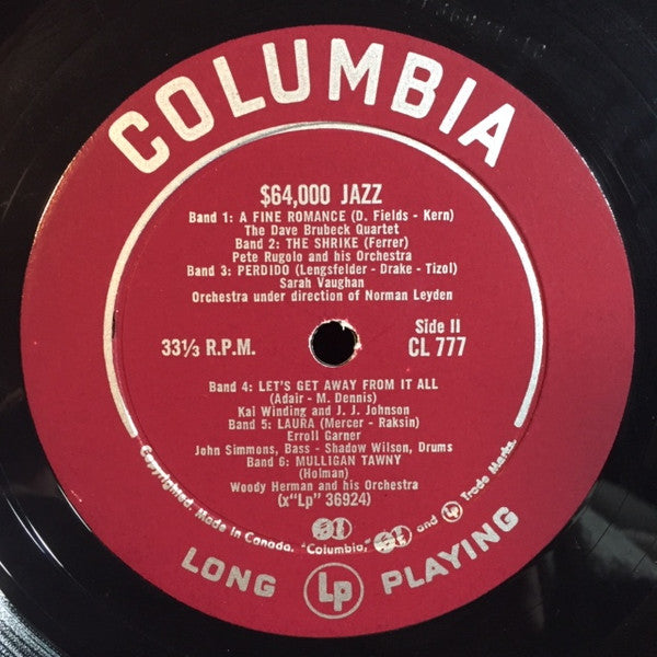 Various – $64,000 Jazz - Mono Pressing, Bargain!