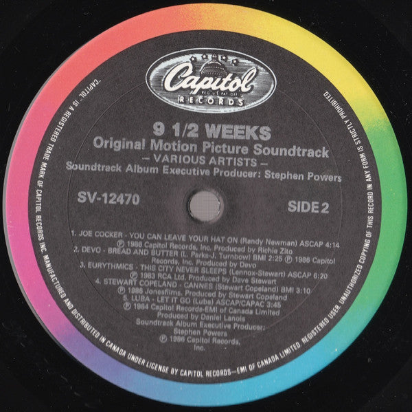 9½ Weeks - Motion Picture Soundtrack - 1986 Original Vinyl Pursuit Inc