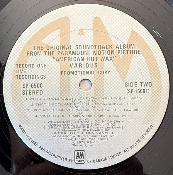 Various – American Hot Wax - 1978 Original