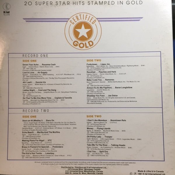 Various – Certified Gold - 1981 Compilation, Double Album - Vinyl Pursuit Inc