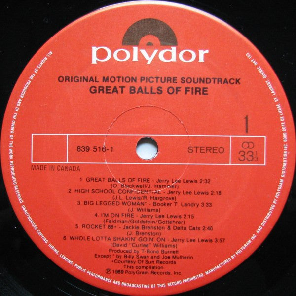 Various – Great Balls Of Fire! - Original Motion Picture Score