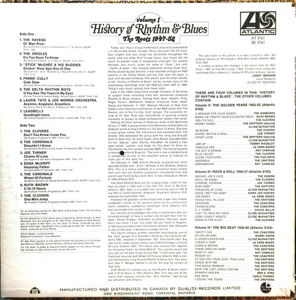 Various – History Of Rhythm & Blues Volume 1 The Roots 1947-52