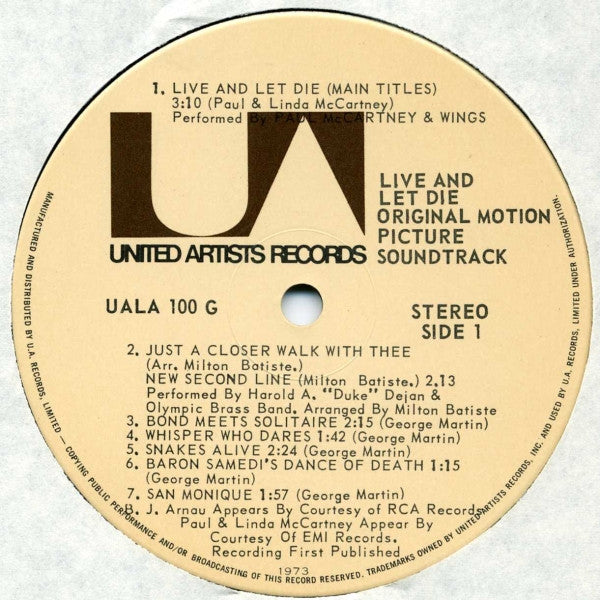 Various – Live And Let Die (Original Motion Picture Soundtrack) VinylPursuit.com