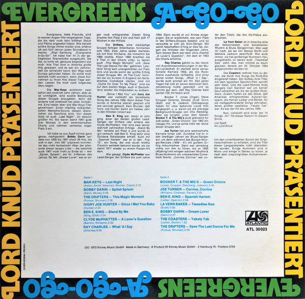 Various – Lord Knud Präsentiert Evergreens A-Go-Go Germany Pressing