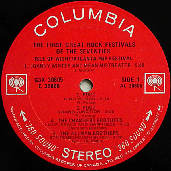 The First Great Rock Festivals Of The Seventies - Isle Of Wight / Atlanta Pop Festival - 1971 Original Pressing