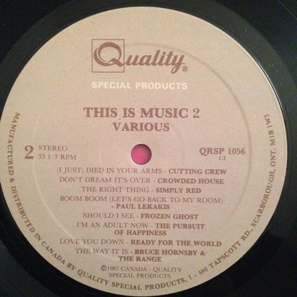 Various – This Is Music 2 - 1987 Original Pressing Vinyl Pursuit Inc
