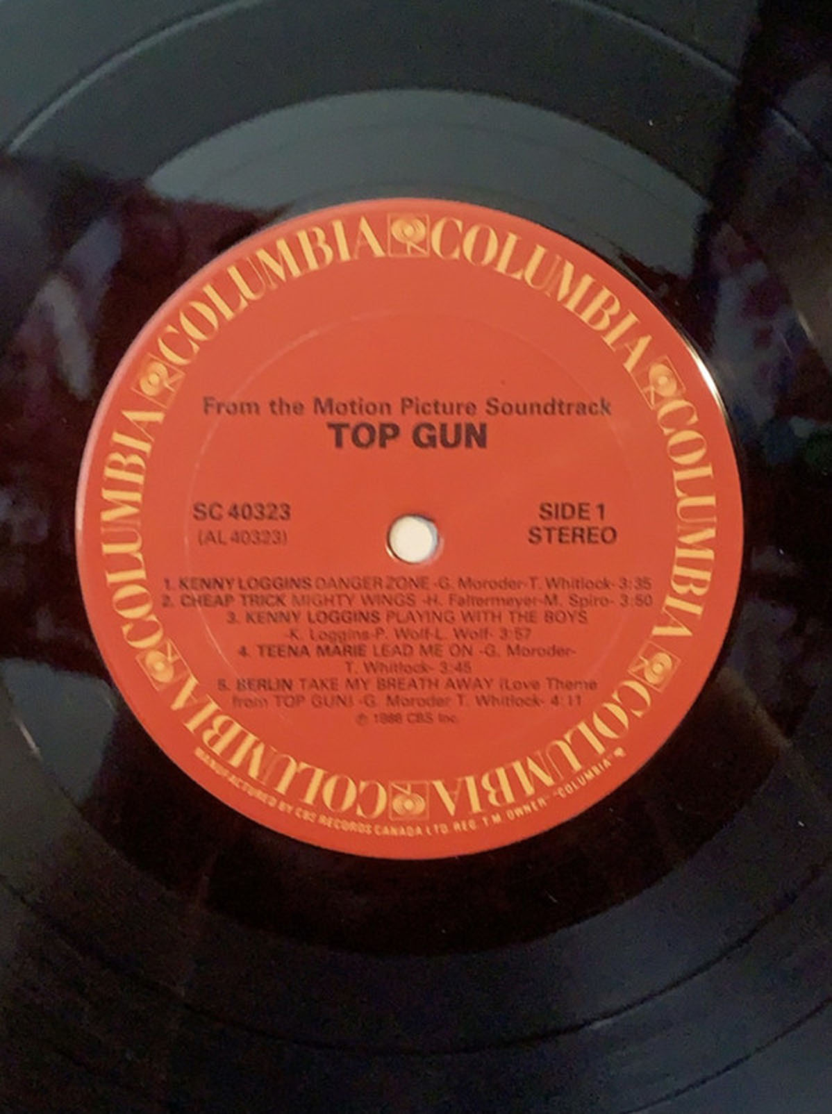 Top Gun 1986 Original Motion Picture Soundtrack Vinyl Pursuit Inc