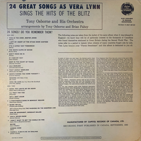 Vera Lynn With Tony Osborne And His Orchestra – Hits Of The Blitz - In Shrinkwrap!