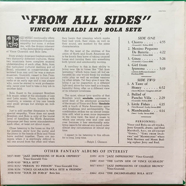 Vince Guaraldi And Bola Sete – From All Sides - 1964 US MONO Pressing VinylPursuit.com