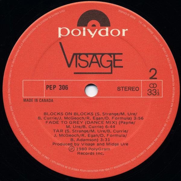 Visage – Visage - 1981 Original Pressing