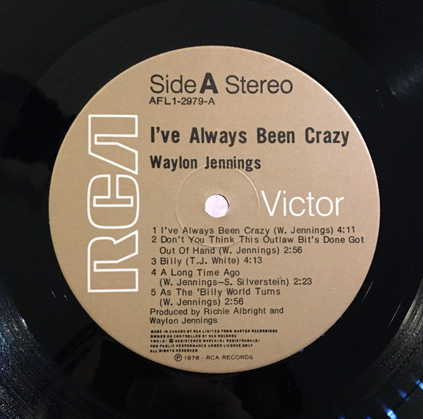Waylon Jennings – I've Always Been Crazy VinylPursuit.com