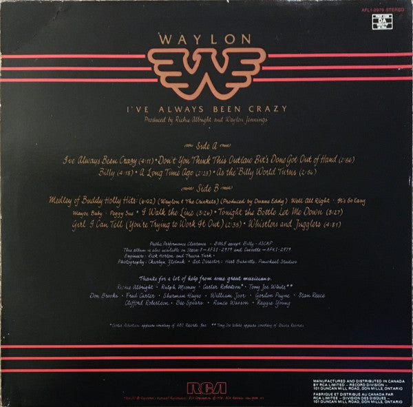 Waylon Jennings – I've Always Been Crazy VinylPursuit.com