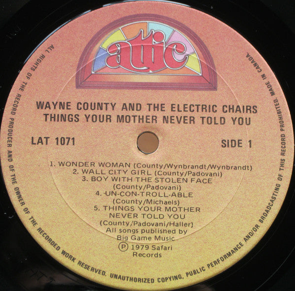 Wayne County And The Electric Chairs – Things Your Mother Never