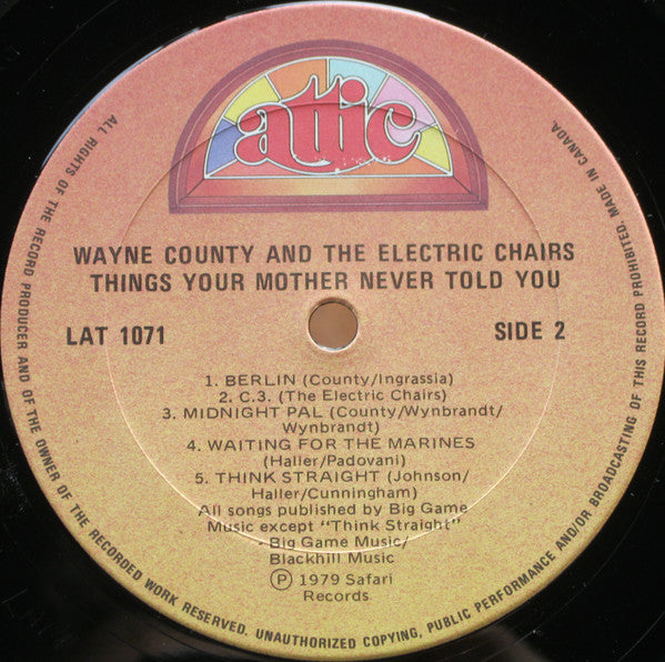 Wayne County And The Electric Chairs – Things Your Mother Never - 1979 Punk!