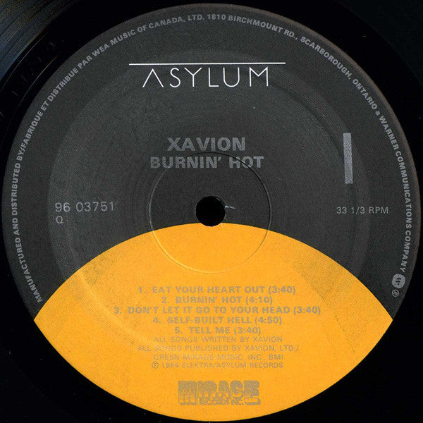 Xavion – Burnin' Hot - 1984 Original - Vinyl Pursuit Inc 