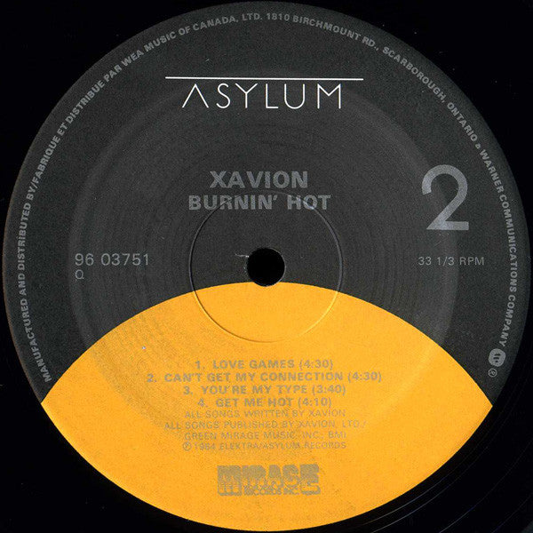 Xavion – Burnin' Hot - 1984 Original - Vinyl Pursuit Inc 