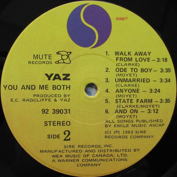 Yaz – You And Me Both - 1983 Original!