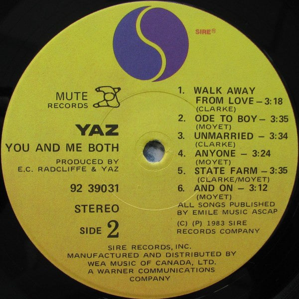 Yaz – You And Me Both - 1983 Original in Shrinkwrap!