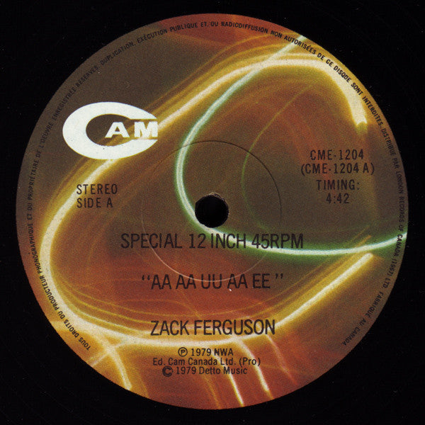 Zack Ferguson – Aa Aa Uu Aa Ee - 1979 Original Pressing - 1979 Sealed!