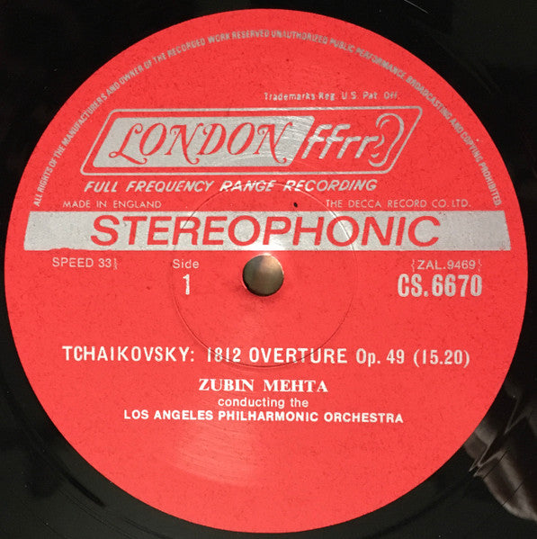 Zubin Mehta, Los Angeles Philharmonic Orchestra, Tchaikovsky – 1812 Overture / Romeo And Juliet US Pressing