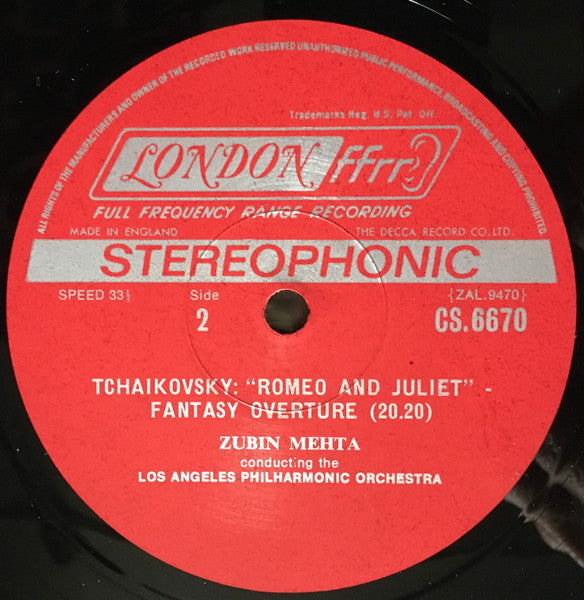 Zubin Mehta, Los Angeles Philharmonic Orchestra, Tchaikovsky – 1812 Overture / Romeo And Juliet US Pressing