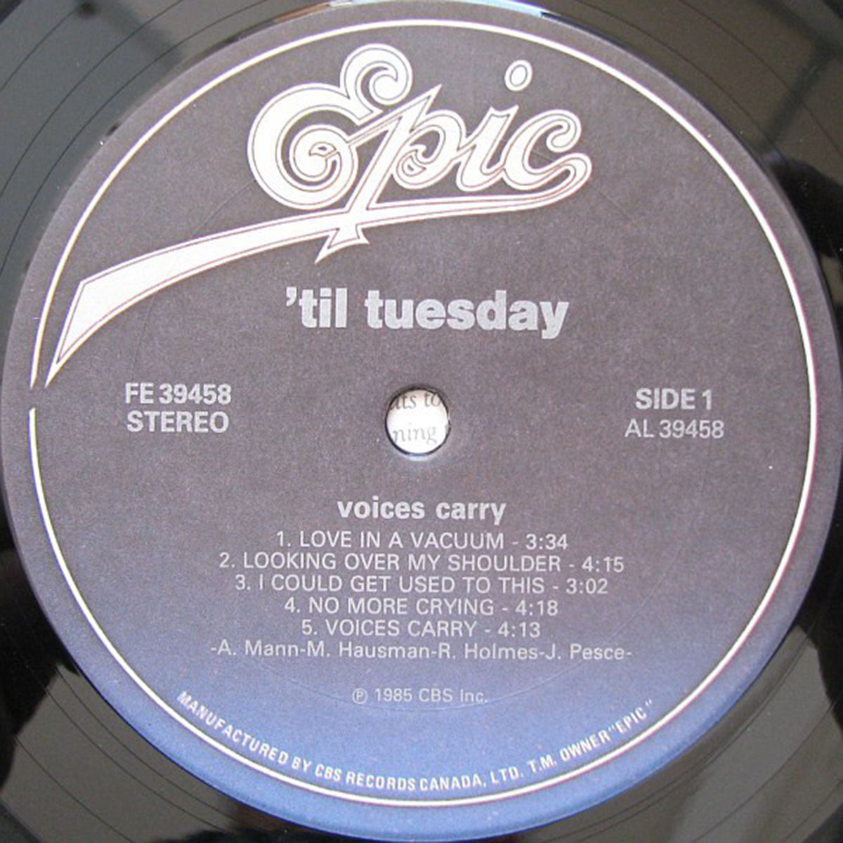 Til Tuesday Voices Carry 1985 Original Vinyl Pursuit Inc