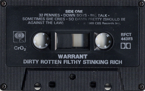 Warrant – Dirty Rotten Filthy Stinking Rich - 1989 Cassette VinylPursuit.com
