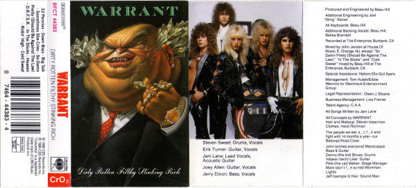 Warrant – Dirty Rotten Filthy Stinking Rich - 1989 Cassette VinylPursuit.com
