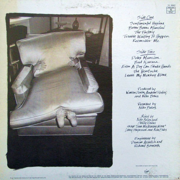 Warren Zevon – Sentimental Hygiene - 1987 Original