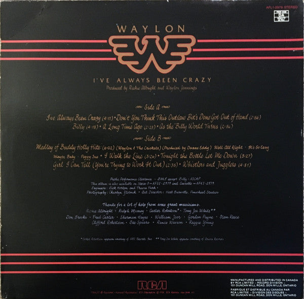 Waylon Jennings ‎– I've Always Been Crazy - 1978 In Shrinkwrap!