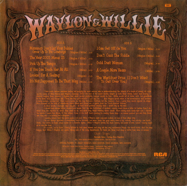 Waylon & Willie ‎– Waylon & Willie - 1978 Original UK Pressing