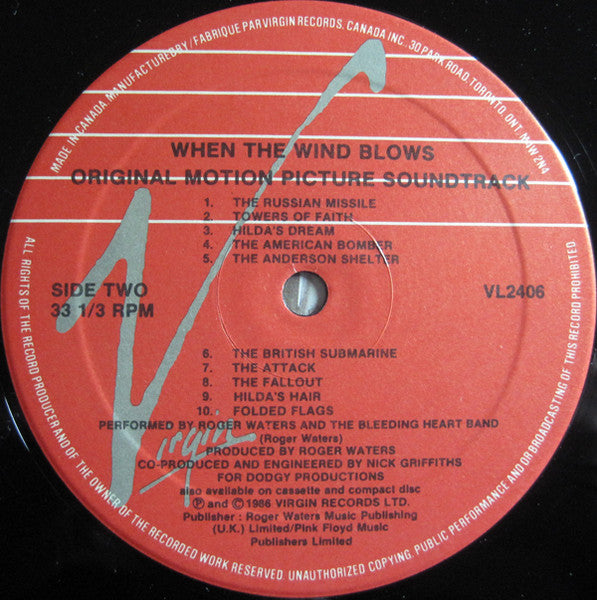 David Bowie, Roger Waters + When The Wind Blows Soundtrack - 1986 Original