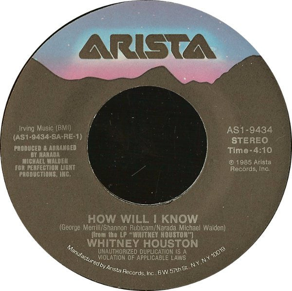 Whitney – How Will I Know - 7" Single