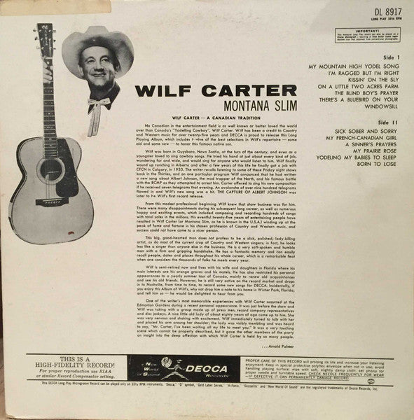 Wilf Carter – I'm Ragged But I'm Right - 1959 Original! VinylPursuit.com