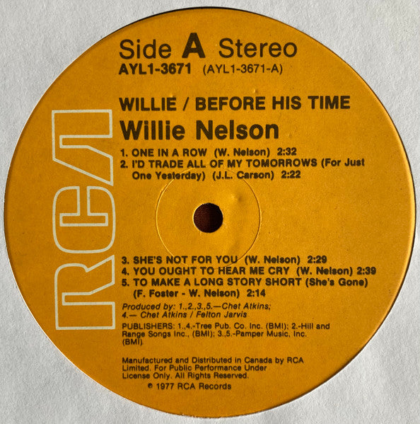 Willie Nelson – Willie - Before His Time - 1977  - Bargain Bin! VinylPursuit.com