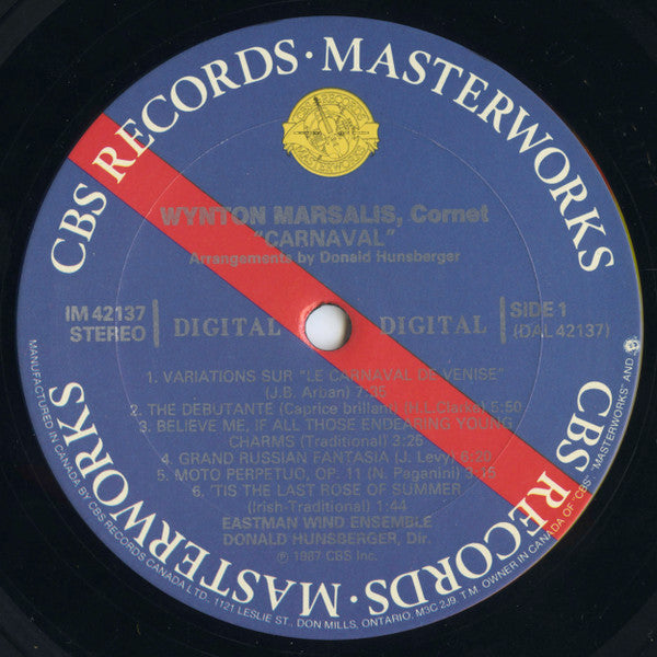 Wynton Marsalis, Eastman Wind Ensemble, Donald Hunsberger ‎– Carnaval - 1987 VinylPursuit.com