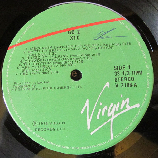 XTC – Go 2 - 1978 Original Vinyl Pursuit Inc