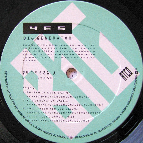Yes – Big Generator - 1985 Original - Bargain Bin!